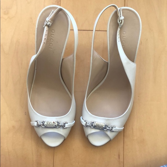 NWT Gucci White Peep Toe Sling Back Pump - Picture 2 of 8